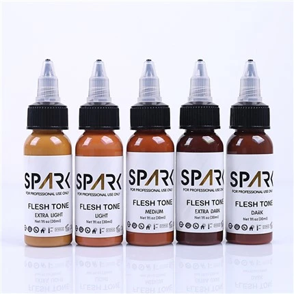 Dòng mực 1OZ Spark Tattoo Ink Bộ 5 miếng màu da để che đậy pha trộn hình xăm thẩm mỹ