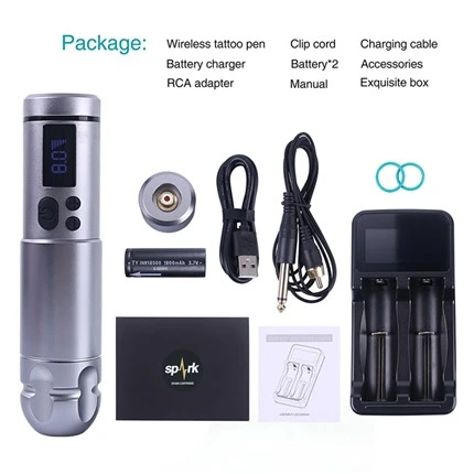 2 Pin Máy xăm Spark Cung cấp hình xăm chuyên nghiệp không dây