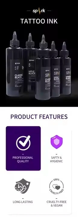 Spark Factory Custom High Quality Dark Black Wash Pigment Color Mixer Triple Professional Vice Black Tattoo Ink