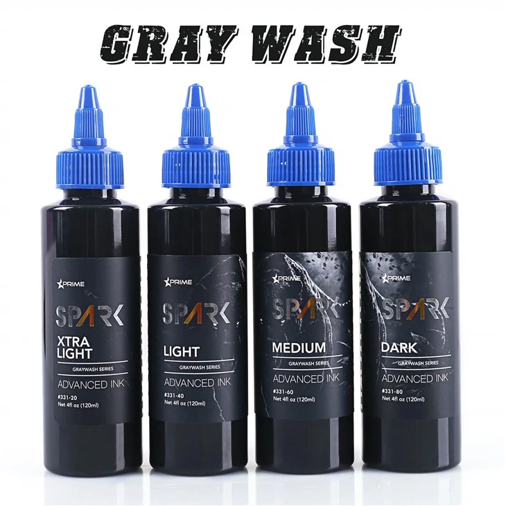 Spark Professional 120ml Grey Wash Makeup Organic Black Tattoo Ink Body Art Premium Pigment Trang điểm