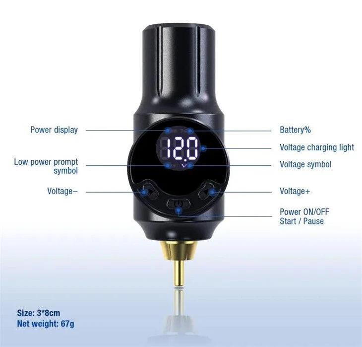 Nguồn hình xăm không dây RCA MINI Pin cung cấp năng lượng cho hình xăm