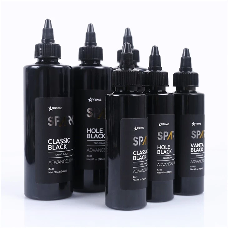 Ba màu đen 8OZ Hole Dòng mực đen đen Spark Tattoo Ink Bộ mực xăm