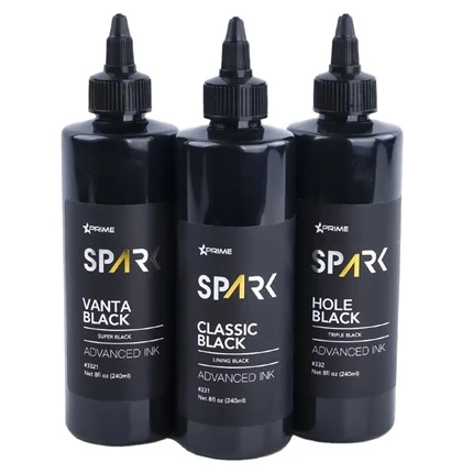 Mực xăm 8 Oz Dòng mực đen siêu đen Vanta Black Spark Mực xăm Bộ mực xăm